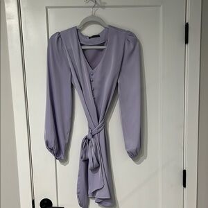 Purple Long Sleeve V-Neck Sundress for Weddings